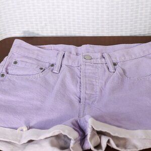 Womens Size 28 Levis 501 Denim Shorts Pastel Purple Button Fly Mid Rise Cuffed
